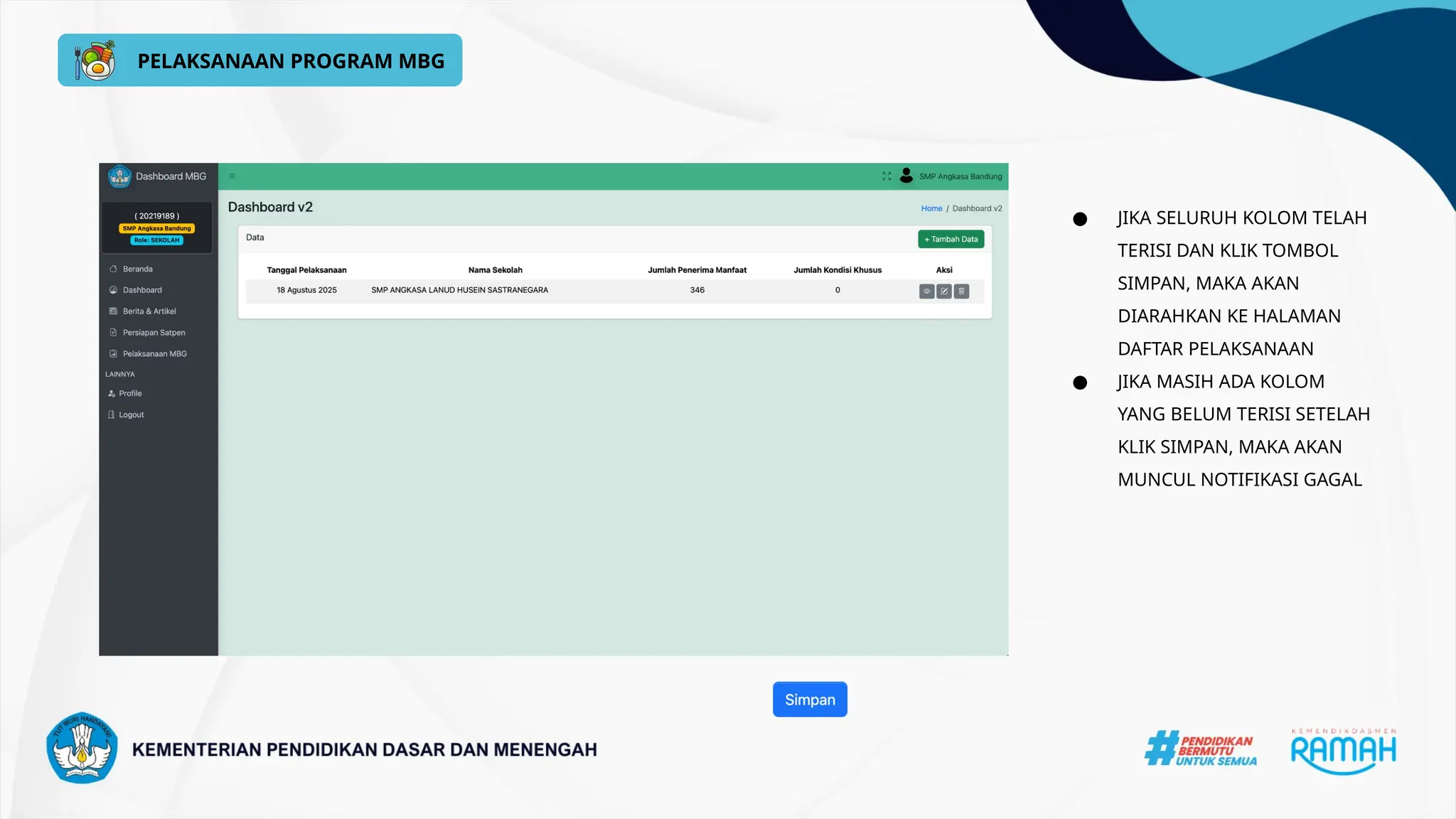(Role_ Satuan Pendidikan) Panduan Dashboard MBG Kemendikdasmen.pptx
