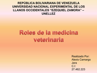 REPÚBLICA BOLIVARIANA DE VENEZUELA
UNIVERSIDAD NACIONAL EXPERIMENTAL DE LOS
LLANOS OCCIDENTALES “EZEQUIEL ZAMORA” –
UNELLEZ
Realizado Por:
Alexis Camargo
Jara
C.I:
27.462.223
 