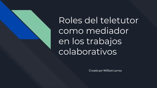 Roles del teletutor
como mediador
en los trabajos
colaborativos
Creado por William Larrea
 