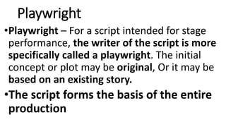 Roles in a stage production | PPTX