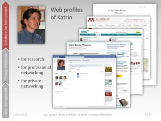 Web profilesof Katrin ,[object Object],Collaborative Environment,[object Object],[object Object]