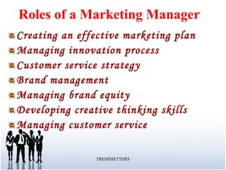 Roles Of Marketing Manager
