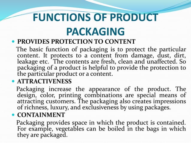 Roles of packaging Functions of product packaging | PPTX