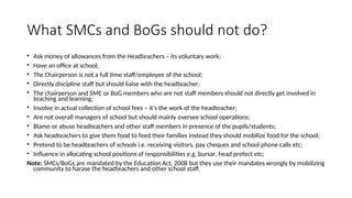 Roles of SMCs and BoGs in the school system | PPT