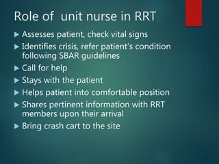 Roles of the medical and nursing staff during emergency codes | PPTX