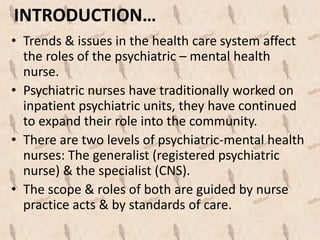 Roles Of The Psychiatric Mental Health Nurse In Contemporary Mental H…