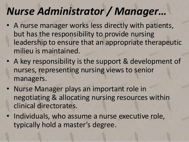 nurse manager or nurse administrator job description