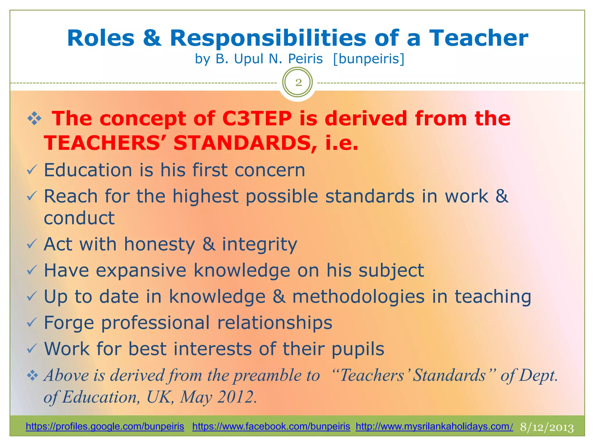 Roles & responsibilities of a teacher by bunpeiris | PPTX ...