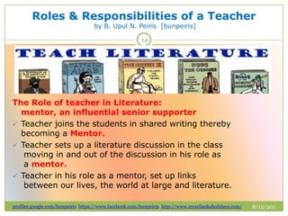Roles & responsibilities of a teacher by bunpeiris | PPTX