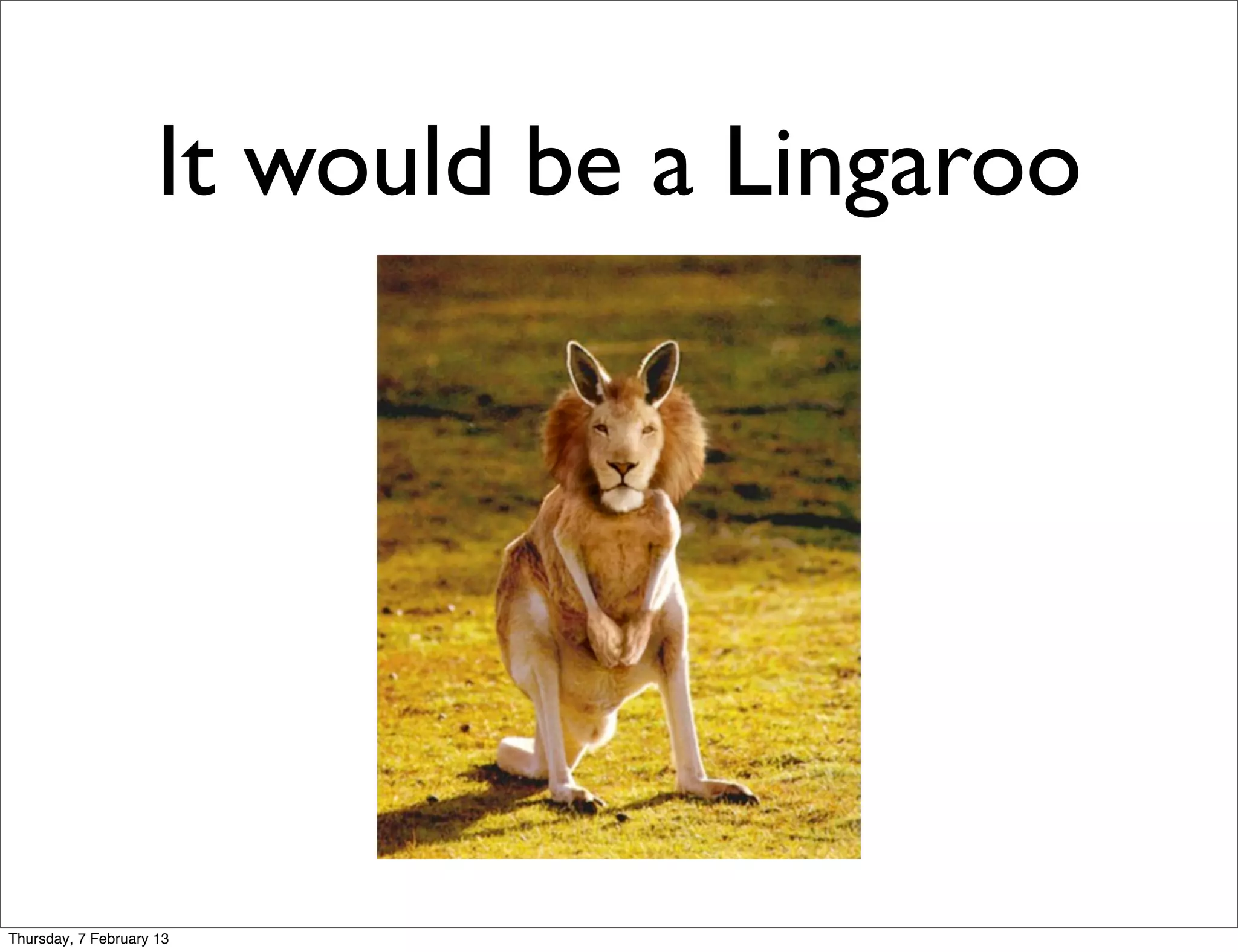It would be a Lingaroo




Thursday, 7 February 13
 