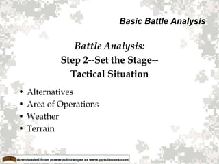 Basic Battle Analysis The Role and Use of Military History | PPTX