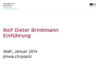 Rolf Dieter Brinkmann
Einführung
WaP, Januar 2014
phwa.ch/poplit

 
