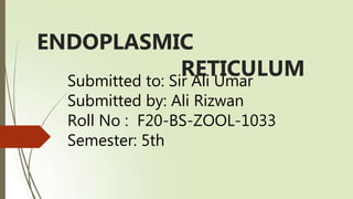 ENDOPLASMIC
RETICULUM
Submitted to: Sir Ali Umar
Submitted by: Ali Rizwan
Roll No : F20-BS-ZOOL-1033
Semester: 5th
 