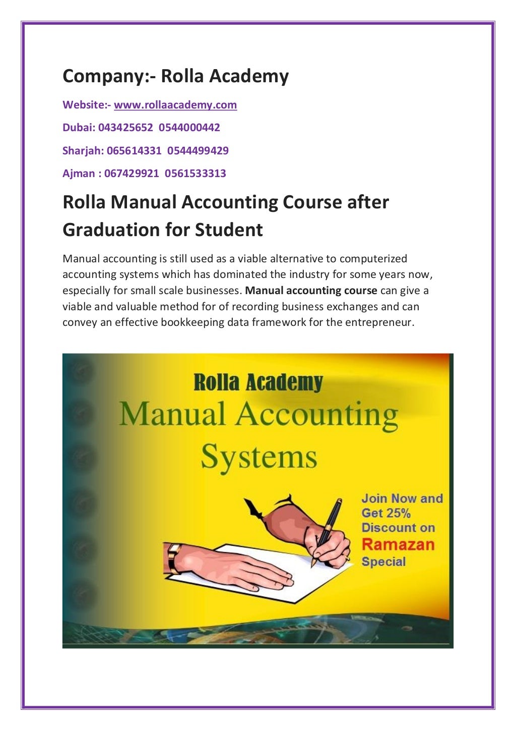 Rolla manual accounting course after graduation