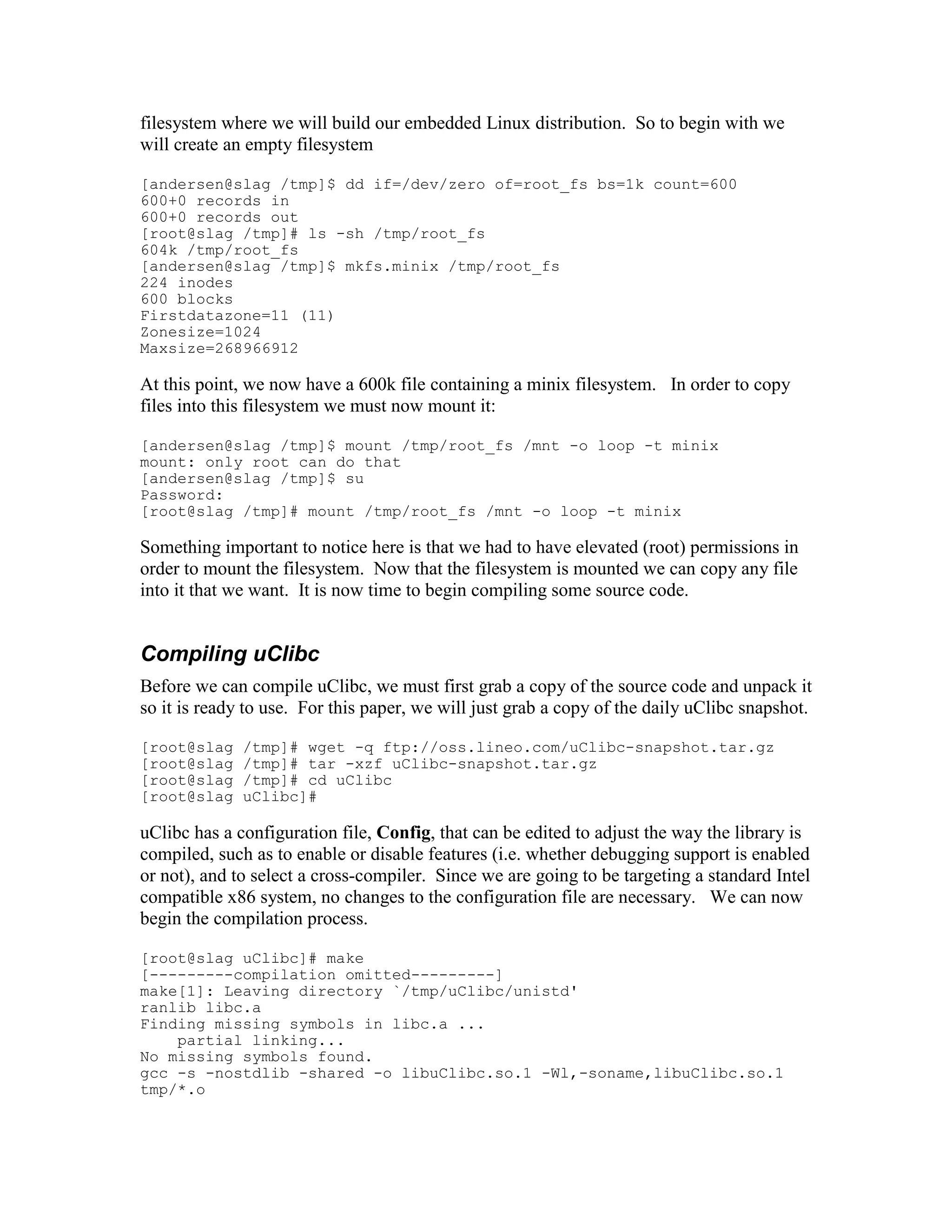 Rolling  Your  Own  Embedded  Linux  Distribution