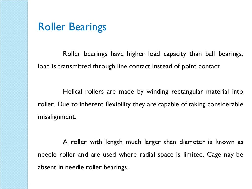 Rolling contact bearings