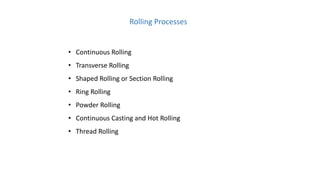 Conclave of rolling processs | PPTX