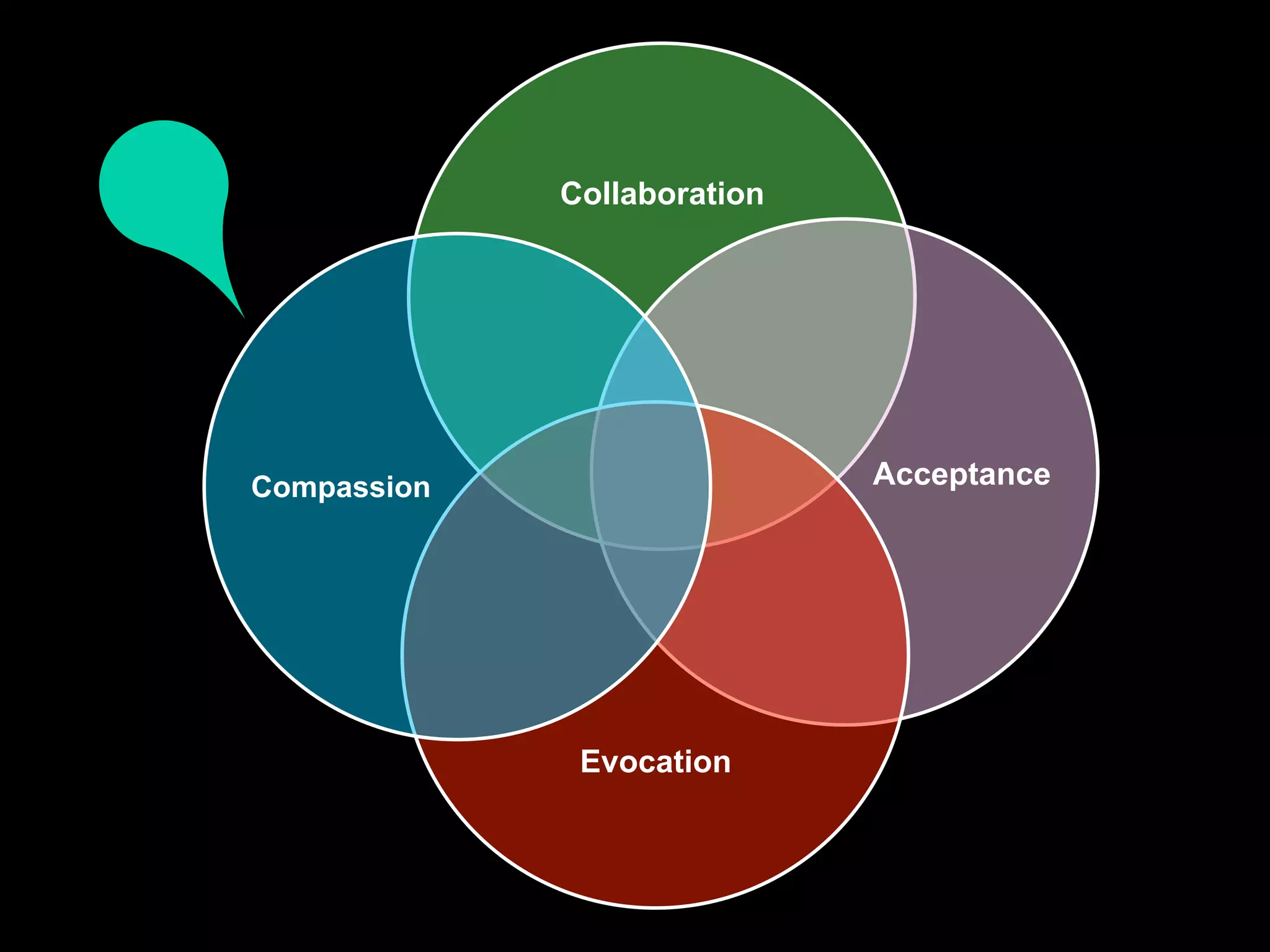 Collaboration




QUESTIONS ‐ OBSERVATIONS 
   Compassion                   Acceptance




                 Evocation
 