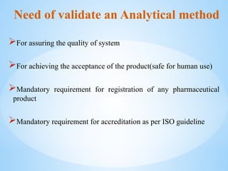 General principal of analytical method of validation | PPTX
