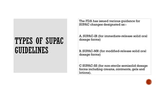 Fda Supac Guidelines.pdf SUPAC GUIDELINES IN VIVO IN VITRO STUDYS | PPTX
