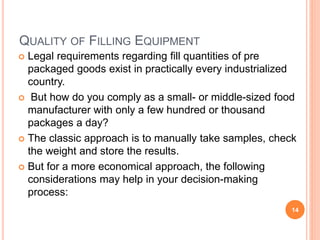 Quality control of packaging Material and filling Equipment | PPTX