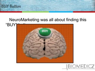 BUY Button
NeuroMarketing was all about finding this
“BUY” button.
 