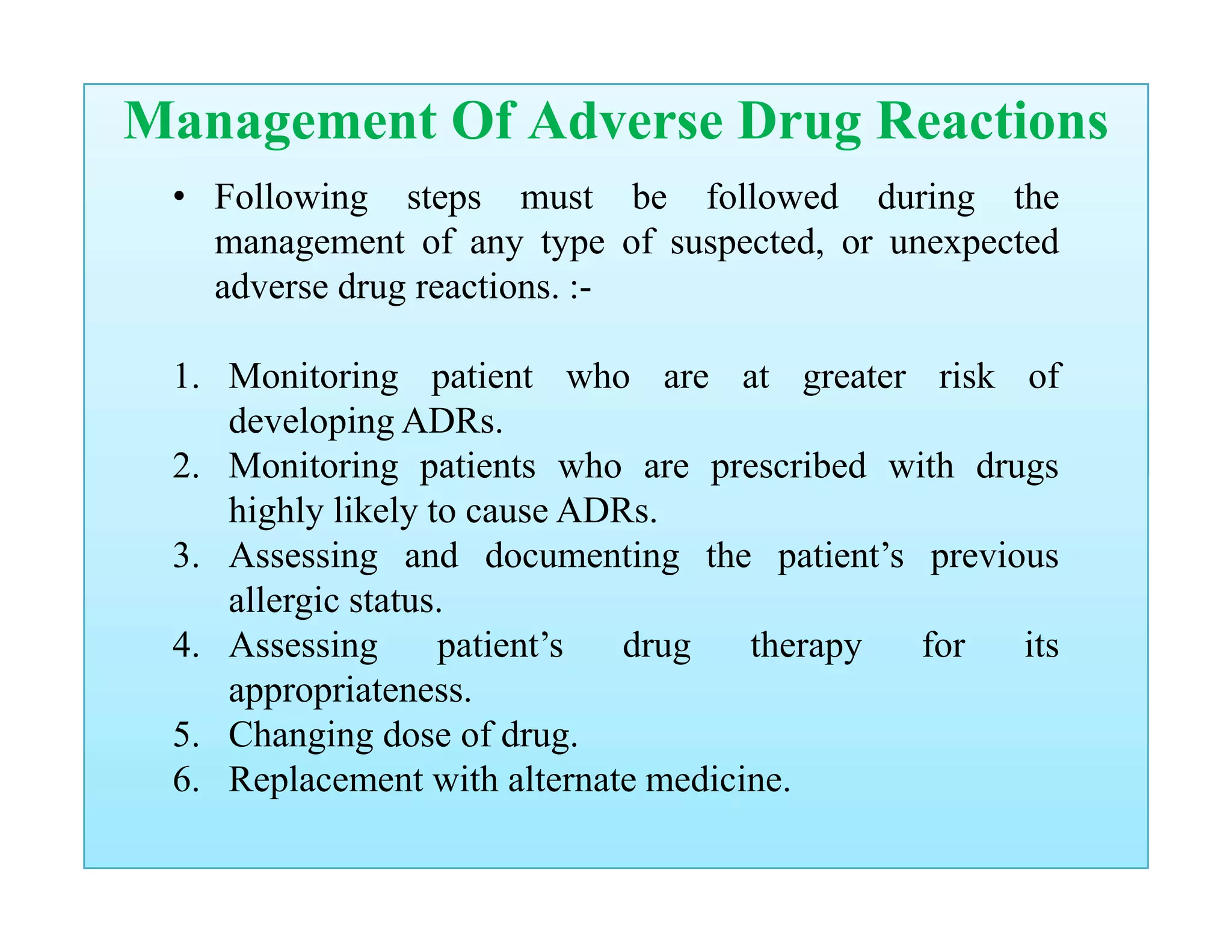 Managment of Adverse Drug Reactions | PPTX