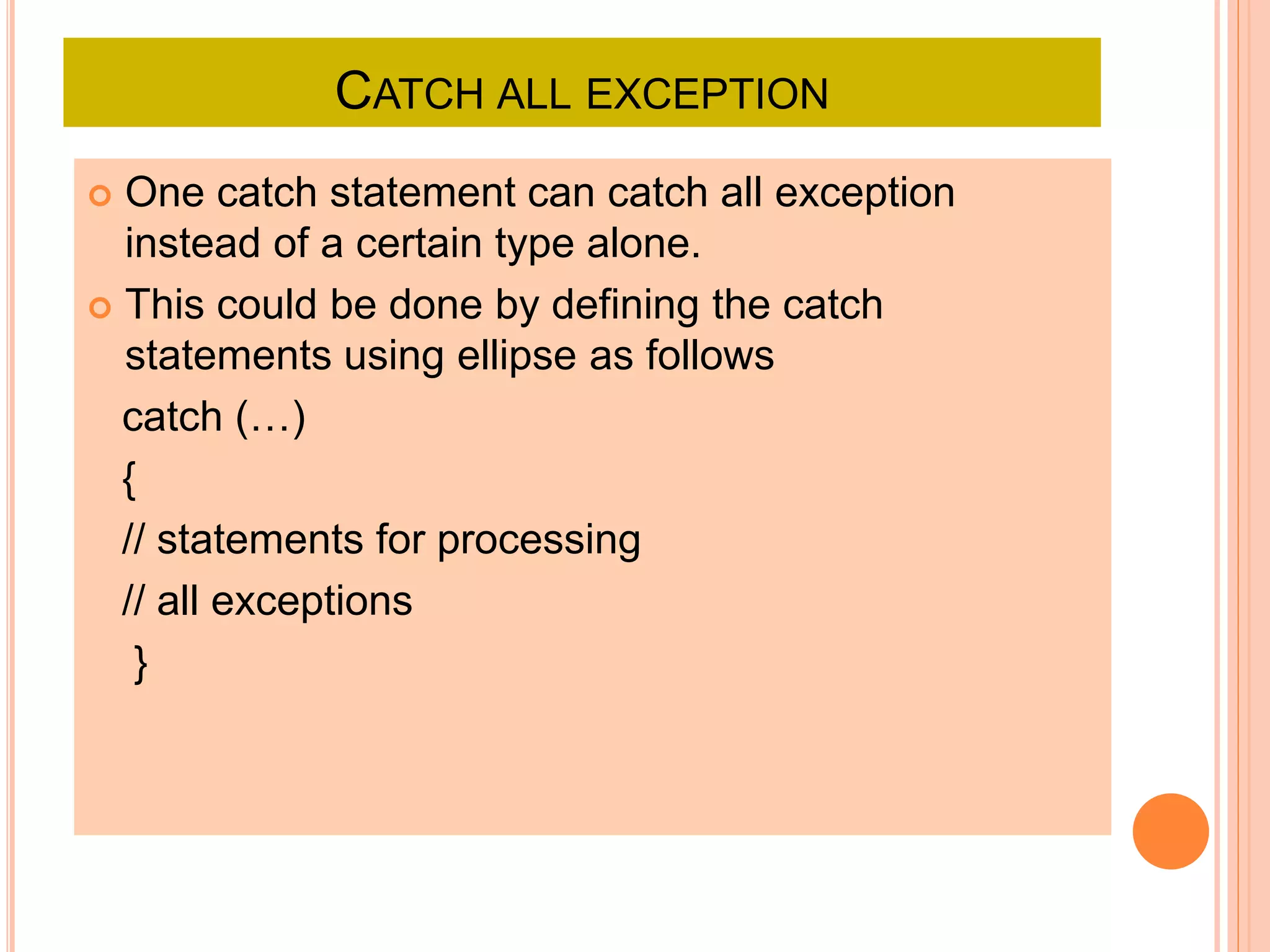 Exception Handling in C++ | PPTX