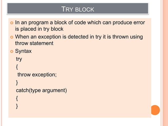 Exception Handling in C++ | PPT