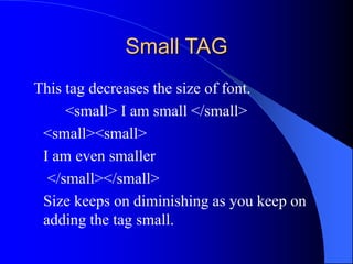 Small Tag HTML Tags | PPT