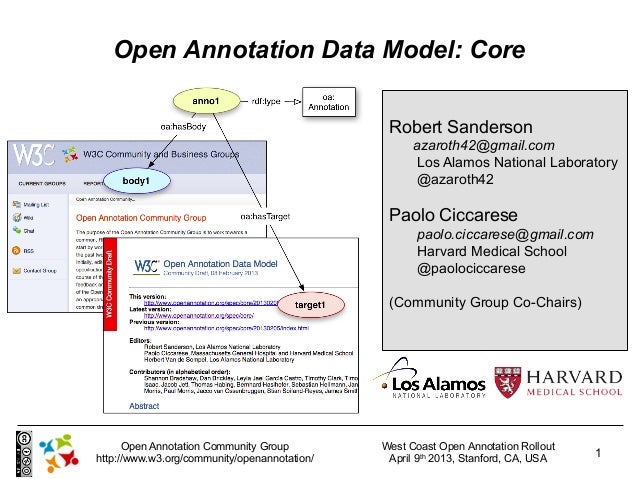 Open Annotation Core Data Model Tutorial Open Annotation Core Data Model Tutorial