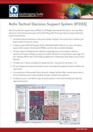 Rolta Tactical Decision Support System for advanced GIS solutions