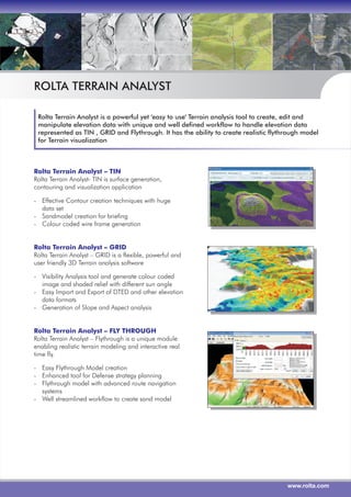 Rolta Terrain Analyst for software terrain manipulation.