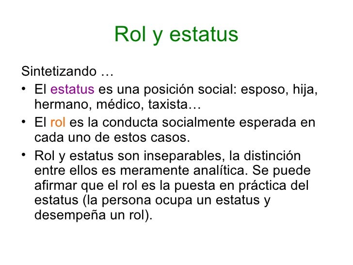 Rol y estauts Rol y estauts