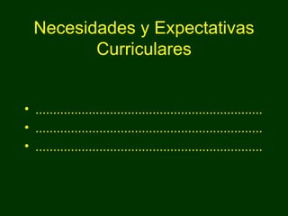 Necesidades y Expectativas Curriculares ................................................................ ................................................................ ................................................................ 