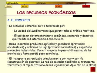 LOS RECURSOS ECONÓMICOS <ul><li>EL COMERCIO </li></ul><ul><li>La actividad comercial se vio favorecida por:  </li></ul><ul...