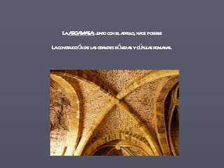 La  ARGAMASA,  junto con el adrillo, hace posible La construcción de las grandes bóvedas y cúpulas romanas . 