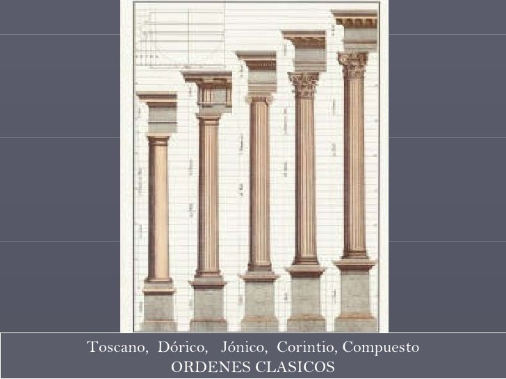 Resultado de imagen para foto de Los cinco Ordenes de la Arquitectura Son: Toscano, Dórico, Jónico, Corintio y Compuesto