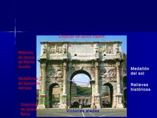 Estatuas de época trajana



Relieves
de época                                  Medallón
de Marco                                  del sol
Aurelio                                    Medallón
                                           del sol
Medallones
de época de                                Relieves
Adriano                                    históricos


 Columnas
 de época         Victorias aladas
 flavia
 