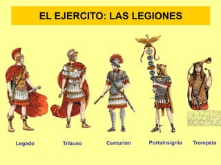 Legado Tribuno Centurión Portainsignia Trompeta
EL EJERCITO: LAS LEGIONES
 
