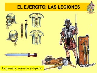 EL EJERCITO: LAS LEGIONES
Legionario romano y equipo
 