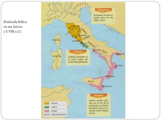 Península Itálica
en sus inicios
( S.VIII a.C)
 