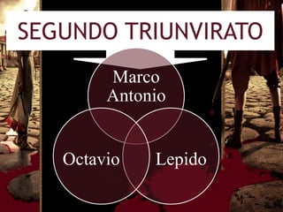 SEGUNDO TRIUNVIRATO
        Marco
        Antonio


   Octavio   Lepido
 