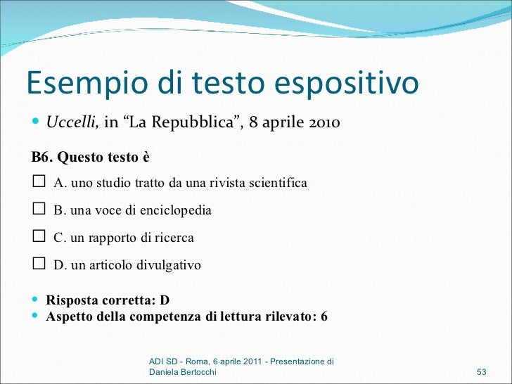 Un Esempio Di Testo Espositivo Un Esempio Di Testo