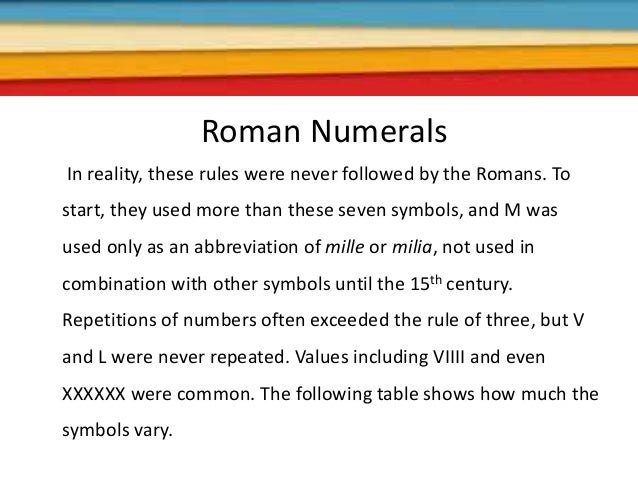 romans numbers