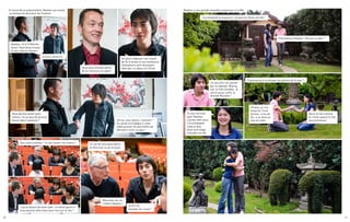 20 21
Oh oui, avec plaisir, vraiment !
Ce serait formidable si cette
vidéo pouvait me permettre de
découvrir enfin ce pays !
Vous avez entendu ? Je vais tenter ma chance !
Newton, 祝贺你(félicita-
tions) ! Quel beau travail,
et tout cela en chinois !
Je vous remercie.
Vous avez entendu parler
de ce concours en ligne?
Vous devriez tenter votre
chance ! Si ça vous dit de vous
lancer dans l’aventure ?
J’aurai besoin de votre aide : ce serait gentil si
vous pouviez allez voter pour moi sur le site !
Si l’un de nous peut partir,
on fera tout ce qu’on peut.
有我们呢。
(compte sur nous) !
On peut y déposer son travail
de fin d’année et les meilleures
réalisations sont récompen-
sées par un séjour en Chine.
Mais bien sûr on
t’aidera Newton !
A l’issue de sa présentation, Newton est convié
au bureau du directeur de l’Institut.
Newton a une grande nouvelle à annoncer à Li Mei.
Félicitations Newton ! Où vas-tu aller ?
Je vais bien sûr passer
par la capitale, Beijing,
voir la Cité interdite. Je
verrai aussi, enfin, la
Grande Muraille !
J’ai remporté le coucours ! Je pars en Chine cet été !
Tu penseras à m’envoyer tes photos de là-bas ?
Promis, je t’en
enverrai. Croix
de bois, croix de
fer, si je mens je
vais en enfer.
Alors on fait comme
en Chine quand on fait
une promesse !
Tu vas me man-
quer Newton,
j’aurais tant voulu
t’accompagner
mais je dois
faire mon stage
d’études cet été.
 