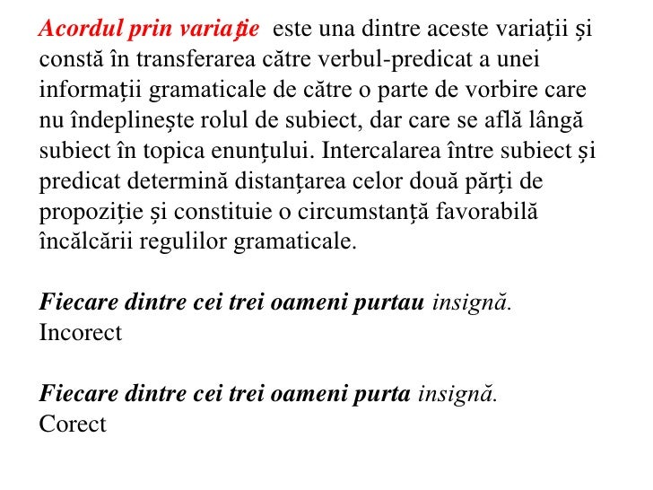 Romana Pt Romani Acordul Subiect Predicat