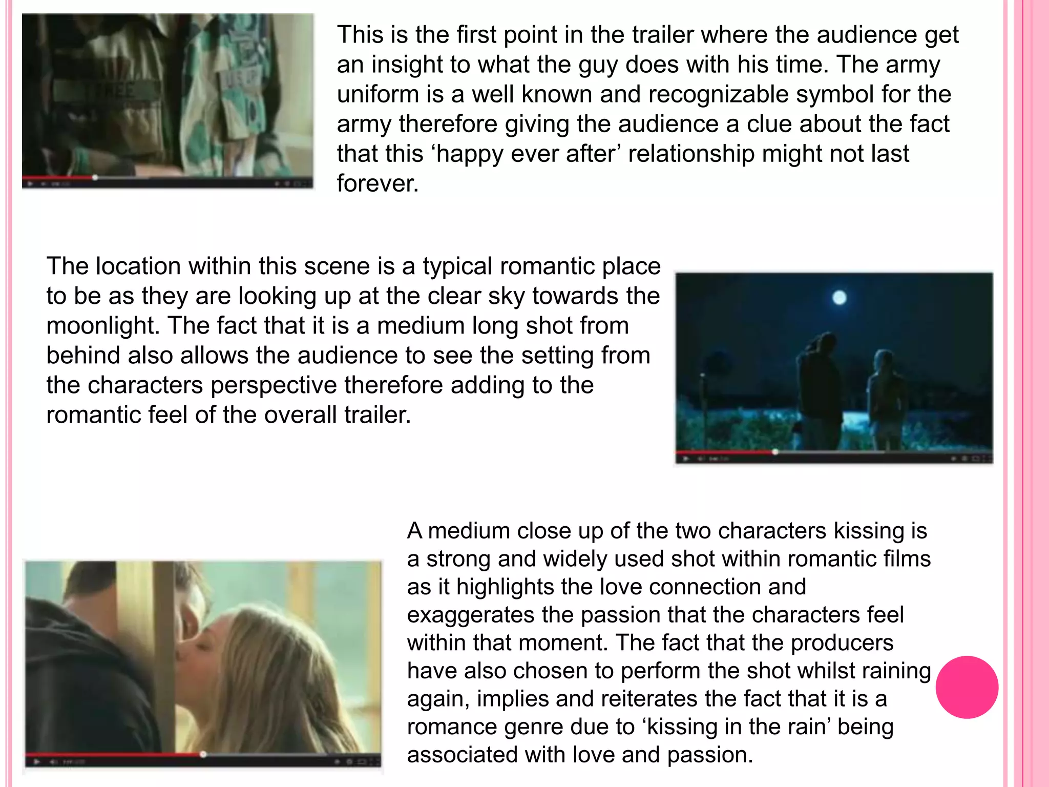 Romance genre analysis on three teaser trailers | PPTX