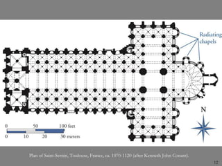 Plan of Saint-Sernin, Toulouse, France, ca. 1070-1120 (after Kenneth John Conant).
12
 