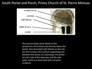 Church of Sant’ Ambrogio
(379-386 CE, rebuilt 12th century CE)

•
•
•
•
•

Milan, Italy. Brick. Built by St. Ambrose.

Very old church; built in area where many Roman martyrs were buried
Dedicated to Ambrose- bishop of Milan
Focal point of Milan’s religious life; city built around this church
Common pilgrimage destination
Features:
– Central nave lighted from the clerestory, two side aisles, a
semicircular apse, and an atrium
•

•
•

Very large arcaded atrium

– Narthex leads into nave, which has a high ribbed vault while the
side aisles have groin vaulting
– 2 bell towers
– Portico's (porch leading to the entrance of a building) arcade are
supported by pillars, flanked by semi-columns. They have double
archivolts
Building has a lot of religious significance to Milan, and is one of the
oldest churches. Holds many important relics that appealed to pilgrims
Similar to Durham Cathedral with use of ribbed vaults, as well as many
other Romanesque churches

 